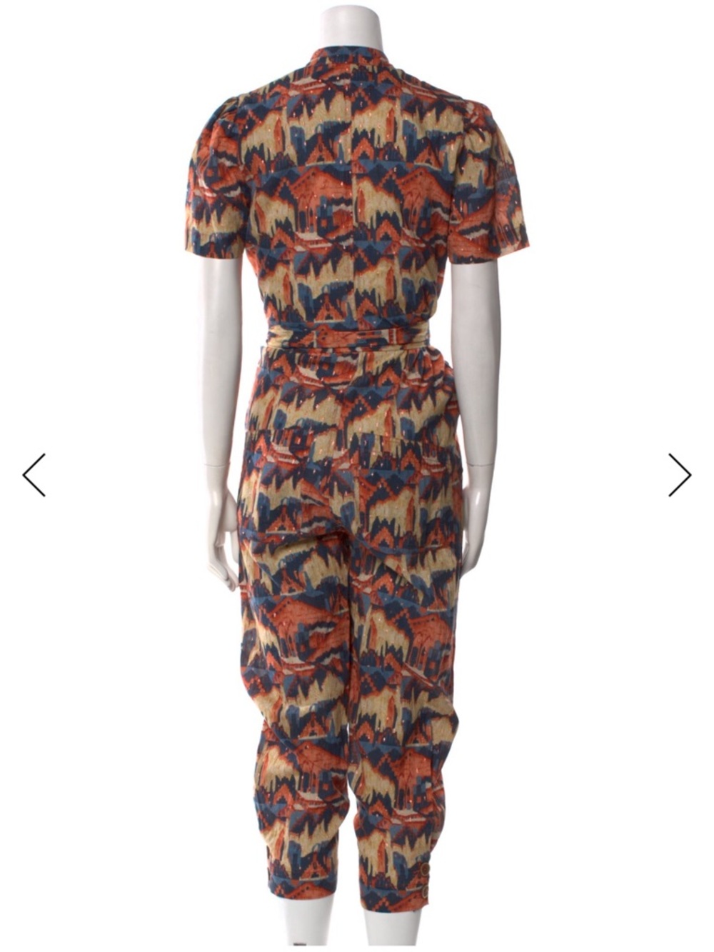 CHUFY Urpi Shimmered Cotton Jumpsuit in Rust & Blue SMALL - Picture 2 of 5